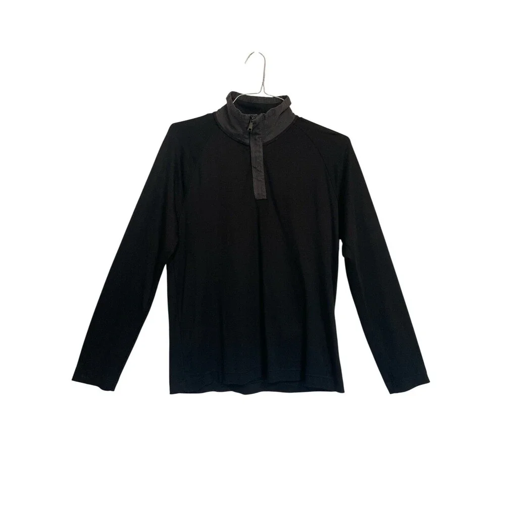 Banana Republic Men's Sweater M Black Gray Quarter‎ Zip Pullover Knit Casual